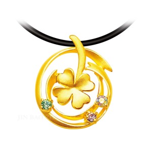 幸運流星-幸運草黃金墜子 幸運流星-幸運草黃金墜子