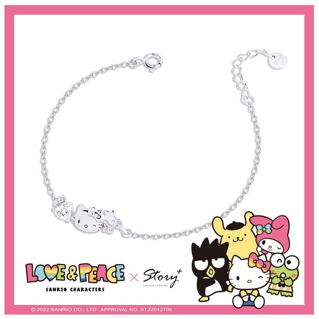 Hello Kitty凱蒂貓純銀手鍊-Love&Peace系列