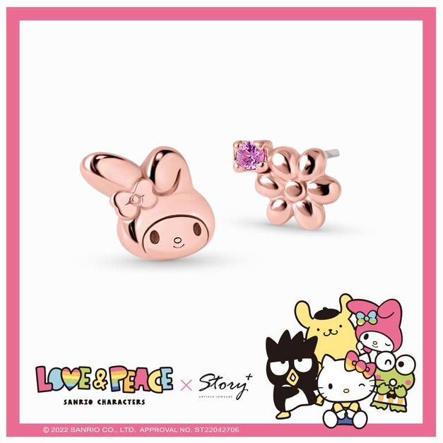 My Melody美樂蒂純銀耳環-Love&Peace系列