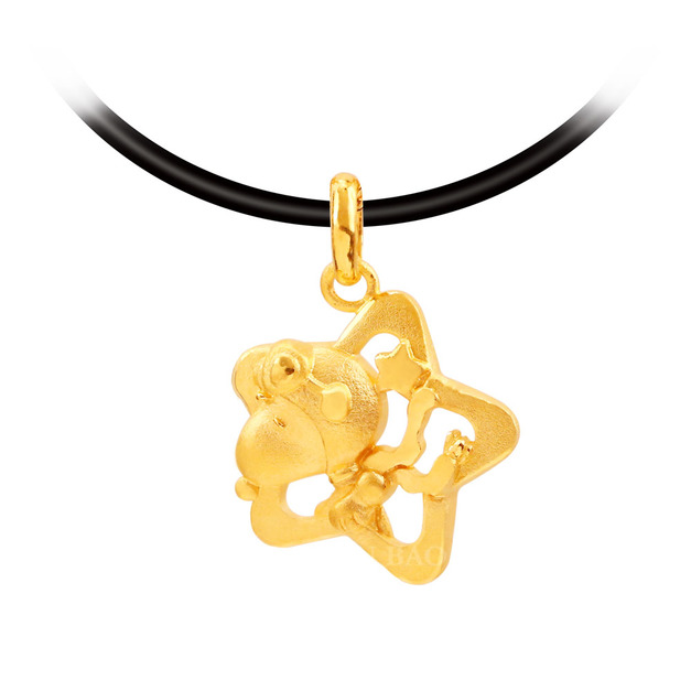 星星史努比黃金墜子-SNOOPY