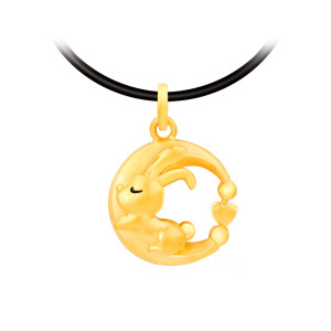 月光兔-兔年開運黃金墜子-錢兔似錦 月光兔-兔年開運黃金墜子-錢兔似錦