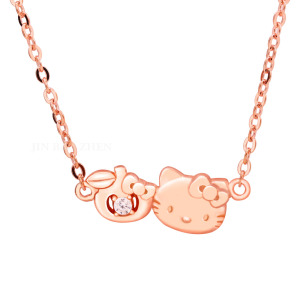 Hello Kitty凱蒂貓-心動蘋率-玫瑰金純銀項鍊 Hello Kitty凱蒂貓-心動蘋率-玫瑰金純銀項鍊