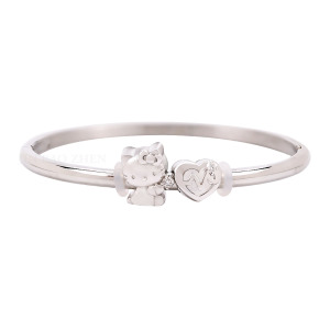 Hello Kitty凱蒂貓-怦然心動-銀+鋼手環 Hello Kitty凱蒂貓-怦然心動-銀+鋼手環