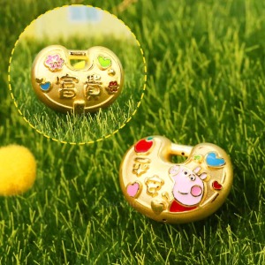 佩佩平安富貴金鎖墜子-佩佩豬彌月金飾 佩佩平安富貴金鎖墜子-佩佩豬彌月金飾