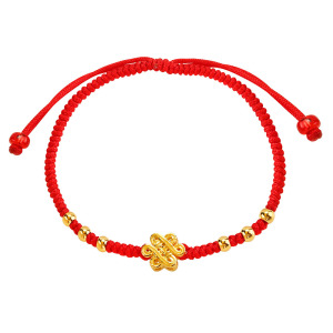 黃金中國結金珠編織手鍊 黃金中國結金珠編織手鍊