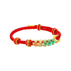 寶石紅小花編織手鍊 寶石紅小花編織手鍊