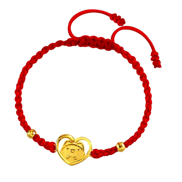 愛心咖波紅繩編織黃金手鍊-貓貓蟲咖波BugcatCapoo 愛心咖波紅繩編織黃金手鍊-貓貓蟲咖波BugcatCapoo