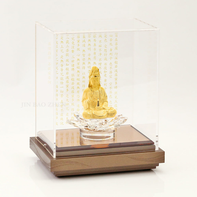 觀音佛祖-透明外框純黃金藝術擺件