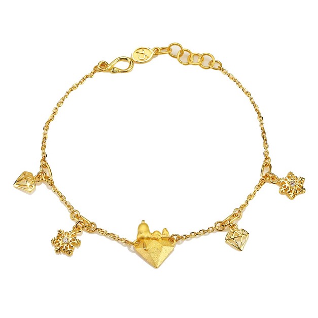 鑽石史努比黃金手鍊-SNOOPY