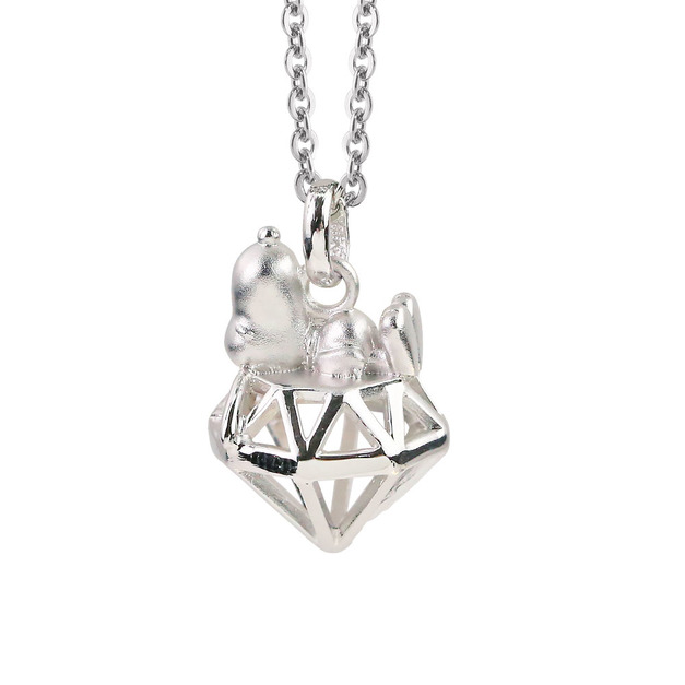 鑽石史努比純銀墜子-SNOOPY