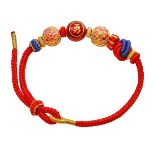 牡丹金勇媽祖編織手鍊-白沙屯媽祖黃金手鍊 牡丹金勇媽祖編織手鍊-白沙屯媽祖黃金手鍊