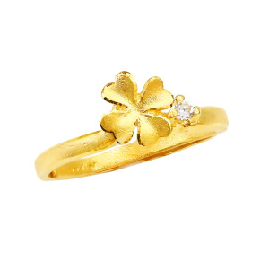 滿心祝福-四葉幸運草黃金戒指 滿心祝福-四葉幸運草黃金戒指
