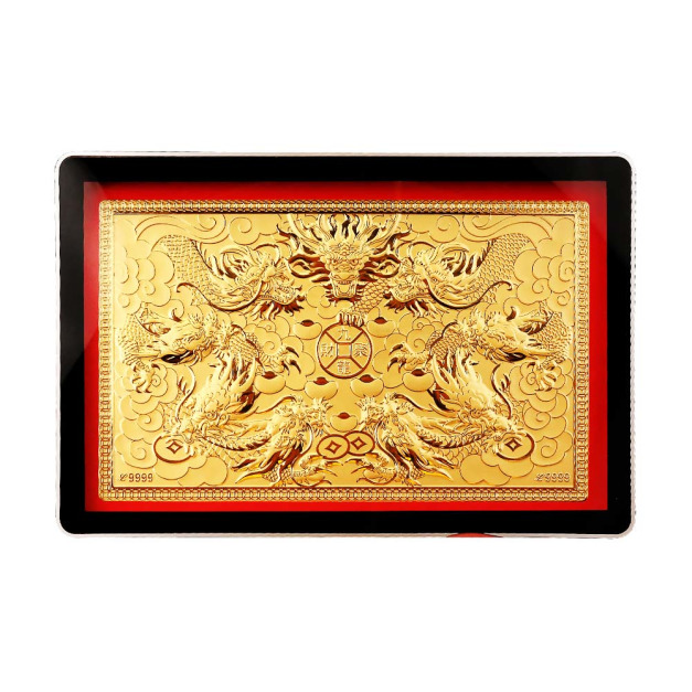 九龍聚財-相框式黃金擺件 九龍聚財-相框式黃金擺件