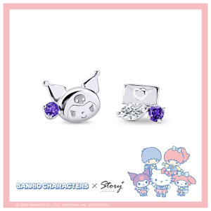 酷洛米-Kuromi-晶鑽純銀耳環-Sanrio學院Mix系列 酷洛米-Kuromi-晶鑽純銀耳環-Sanrio學院Mix系列