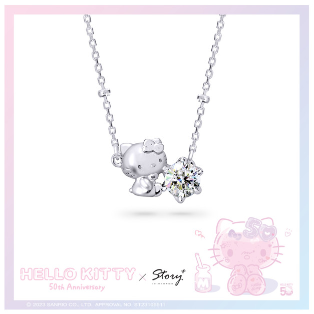 Hello Kitty 50th-凱蒂貓純銀項鍊-莫桑石單鑽系列 Hello Kitty 50th-凱蒂貓純銀項鍊-莫桑石單鑽系列
