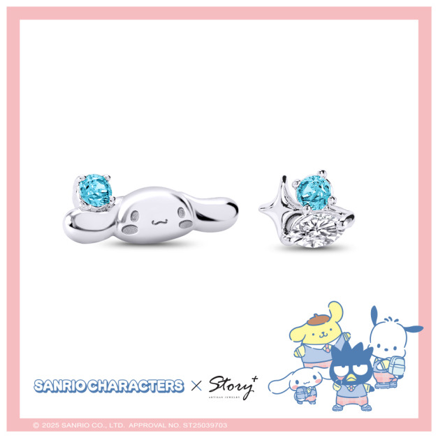 大耳狗-Cinnamoroll-晶鑽純銀耳環-Sanrio學院Mix系列 大耳狗-Cinnamoroll-晶鑽純銀耳環-Sanrio學院Mix系列