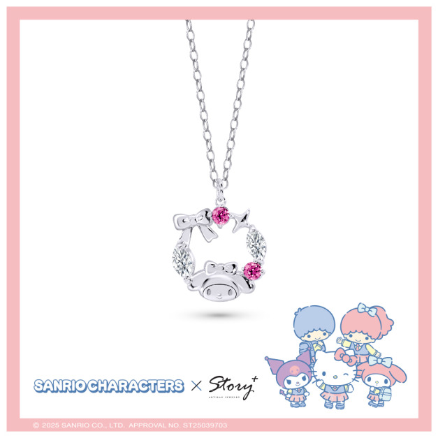 美樂蒂-MyMelody-晶鑽純銀項鍊-Sanrio學院Mix系列 美樂蒂-MyMelody-晶鑽純銀項鍊-Sanrio學院Mix系列