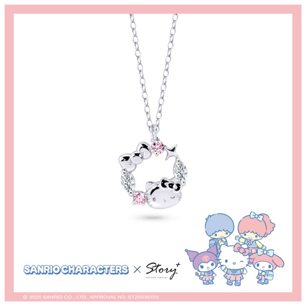凱蒂貓-Hello Kitty-晶鑽純銀項鍊-Sanrio學院Mix系列 凱蒂貓-Hello Kitty-晶鑽純銀項鍊-Sanrio學院Mix系列