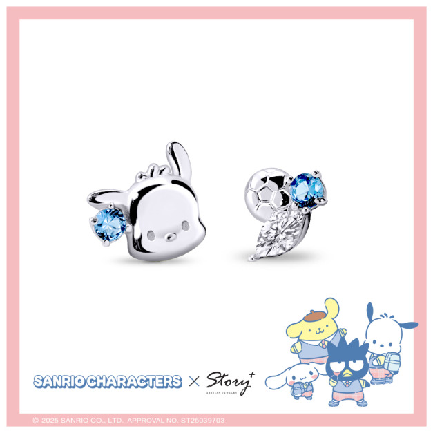 帕恰狗-Pochacco-晶鑽純銀耳環-Sanrio學院Mix系列 帕恰狗-Pochacco-晶鑽純銀耳環-Sanrio學院Mix系列