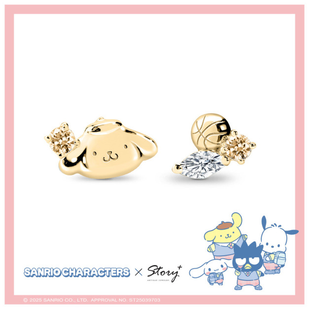布丁狗-PomPomPurin-晶鑽純銀耳環-Sanrio學院Mix系列 布丁狗-PomPomPurin-晶鑽純銀耳環-Sanrio學院Mix系列