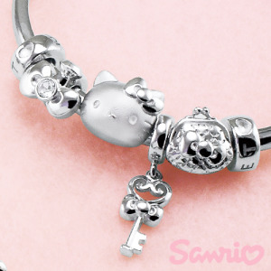 Hello Kitty凱蒂貓-時尚蝴蝶結-銀飾串珠手環 Hello Kitty凱蒂貓-時尚蝴蝶結-銀飾串珠手環