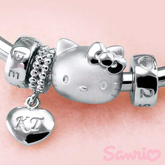 Hello Kitty凱蒂貓-甜蜜愛心-銀飾串珠手環-簡約款