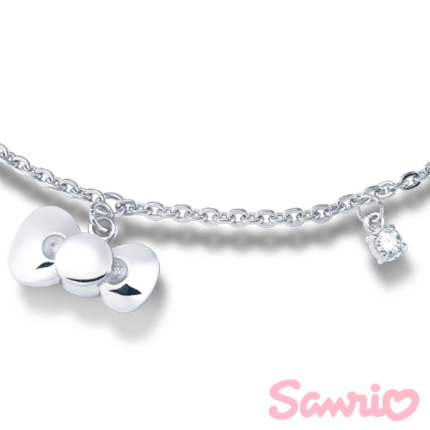 Hello Kitty凱蒂貓-夢幻蝴蝶結-銀飾手鍊