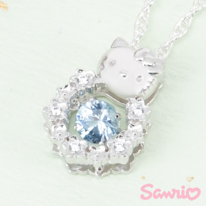 Hello Kitty凱蒂貓-花漾甜心(藍)-純銀項鍊 Hello Kitty凱蒂貓-花漾甜心(藍)-純銀項鍊