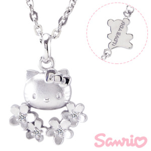 Hello Kitty凱蒂貓-花漾-刻字銀飾項鍊 Hello Kitty凱蒂貓-花漾-刻字銀飾項鍊