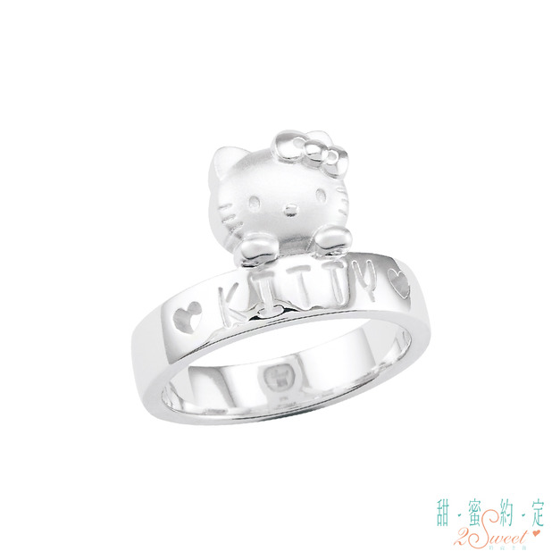Hello Kitty凱蒂貓-時代-刻字銀飾戒指(女)
