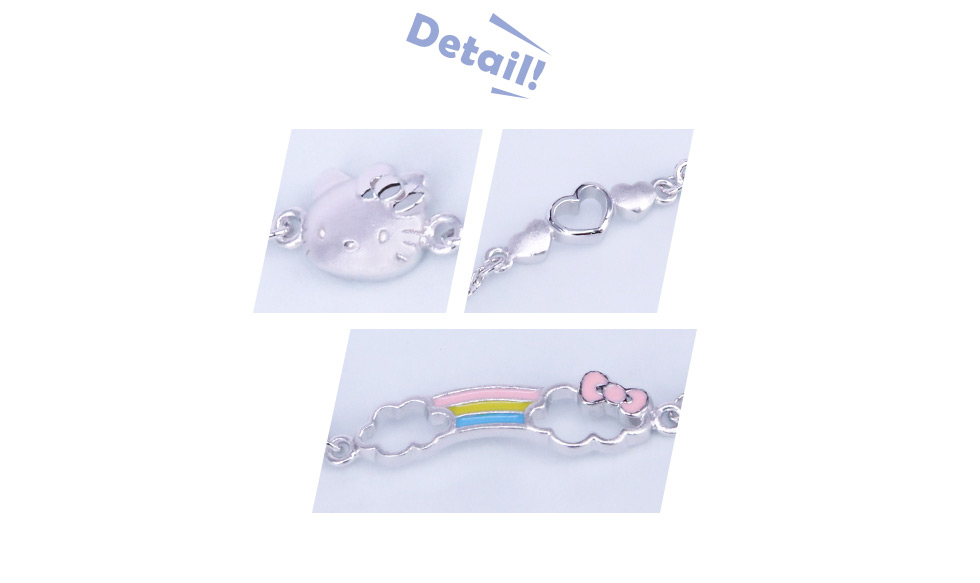 Kitty客製銀飾手鍊幸運彩虹細節介紹