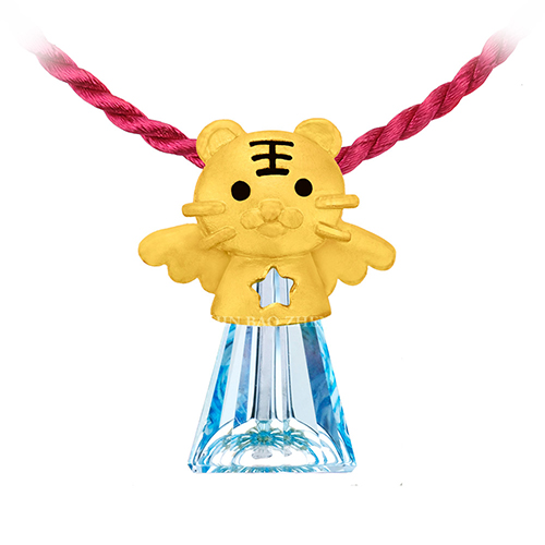 生肖虎黃金項鍊墜簡單的造型讓老虎呈現更加可愛的一面