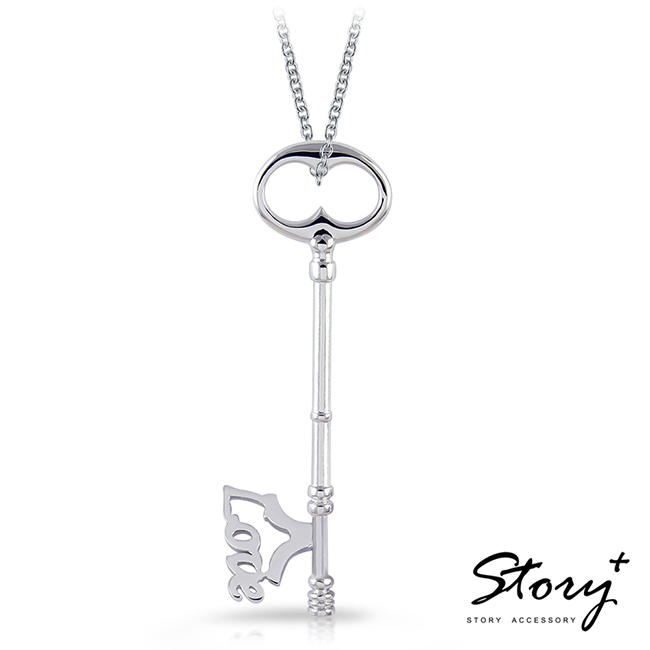 客製純銀項鍊在鑰匙下方加上你選的文字打造獨一無二的風格