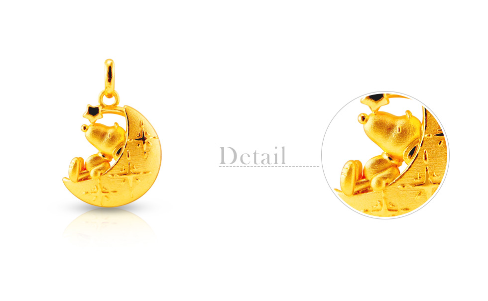 史努比黃金項鍊墜仰望星空款細節介紹