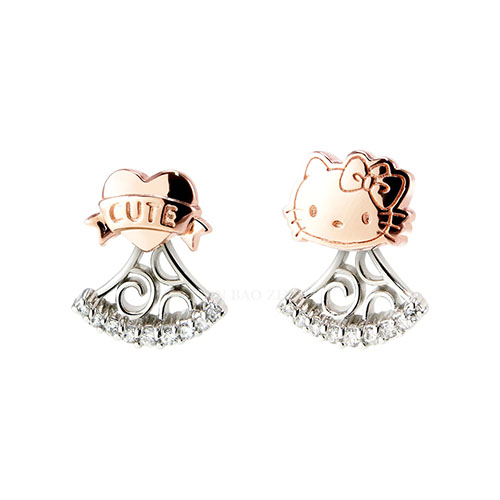 Hello Kitty耳環以純銀電鍍玫瑰金展現可愛時尚風