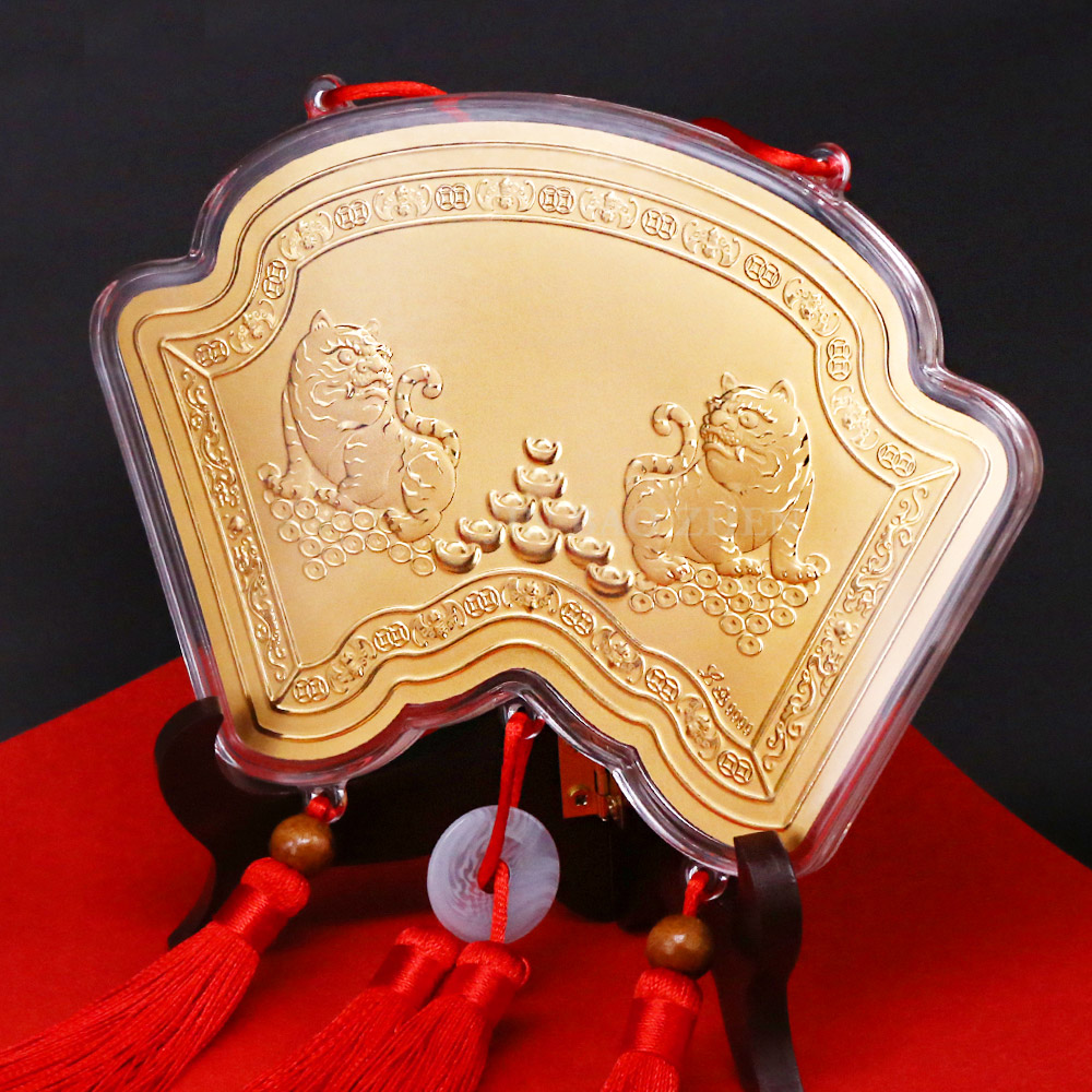 金虎爺項鍊-書卷造型神明金牌-18公分 (0.12錢)