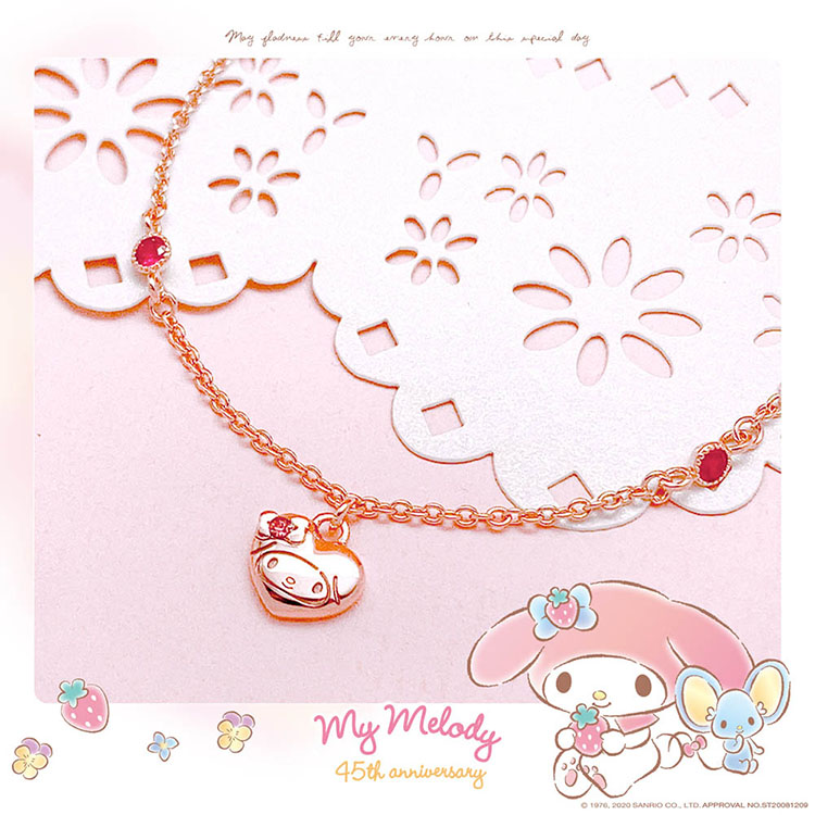 美樂蒂玫瑰金純銀手鍊-MyHeart MyMelody