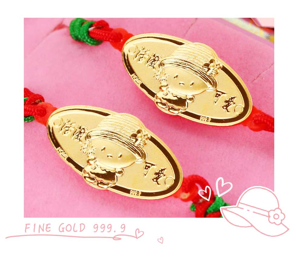 9999純金打造彌月黃金手鍊一對