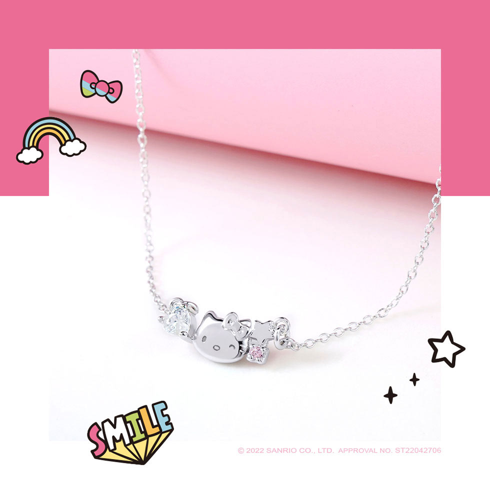 Hello Kitty凱蒂貓純銀項鍊-Love&Peace系列