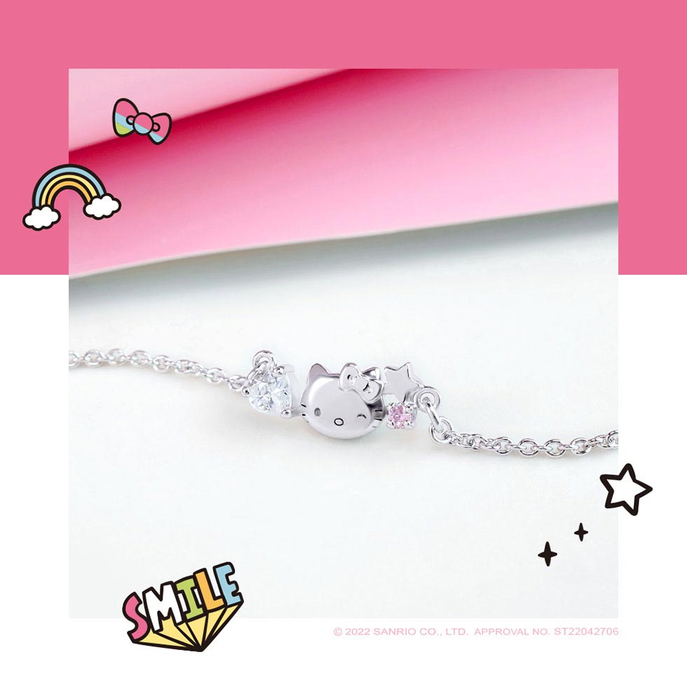 Hello Kitty凱蒂貓純銀手鍊-Love&Peace系列