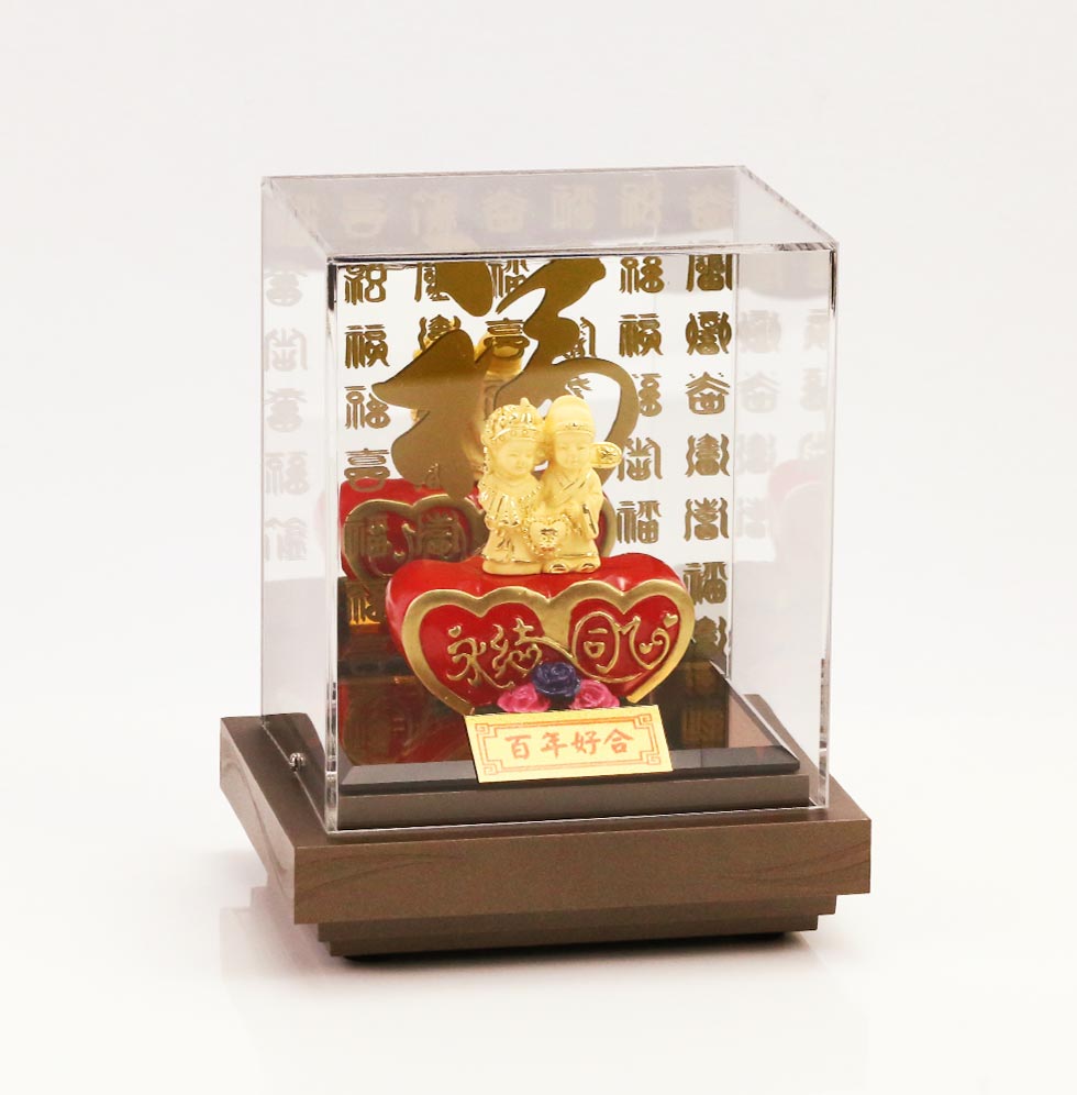 永結同心 婚禮純黃金藝術擺件
