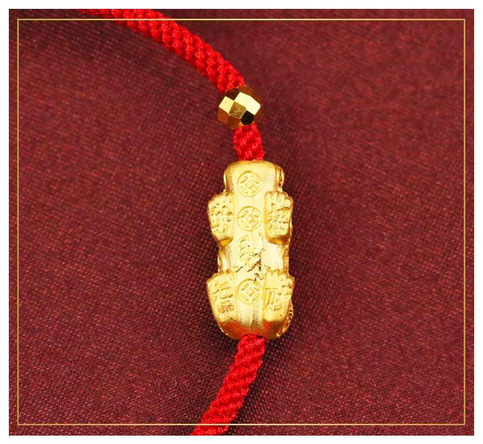生財貔貅黃金紅繩編織手鍊