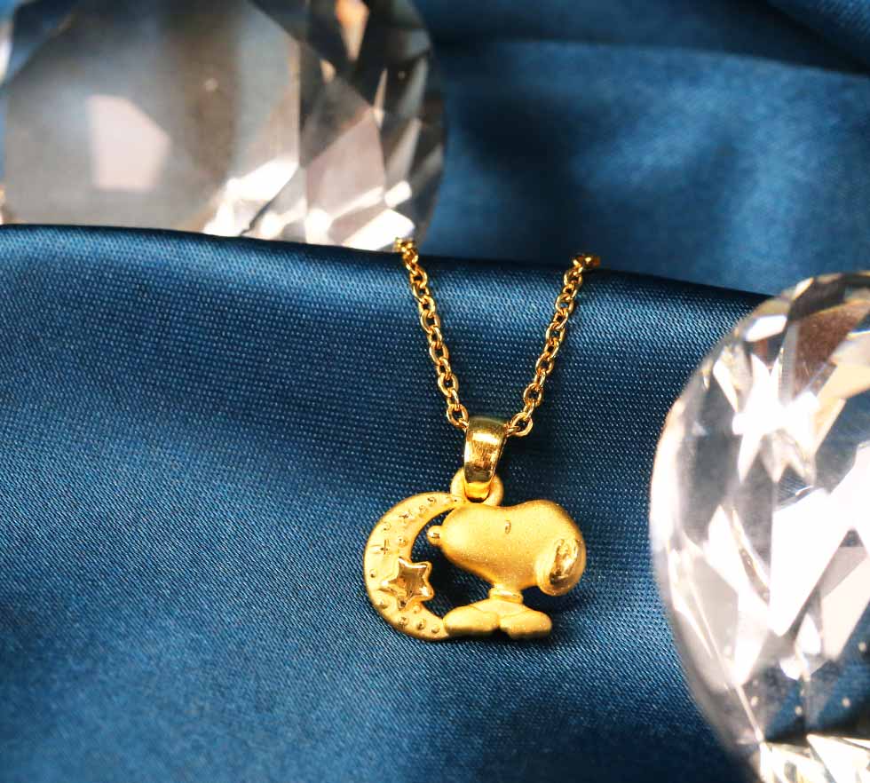 史奴比黃金墜子-SNOOPY