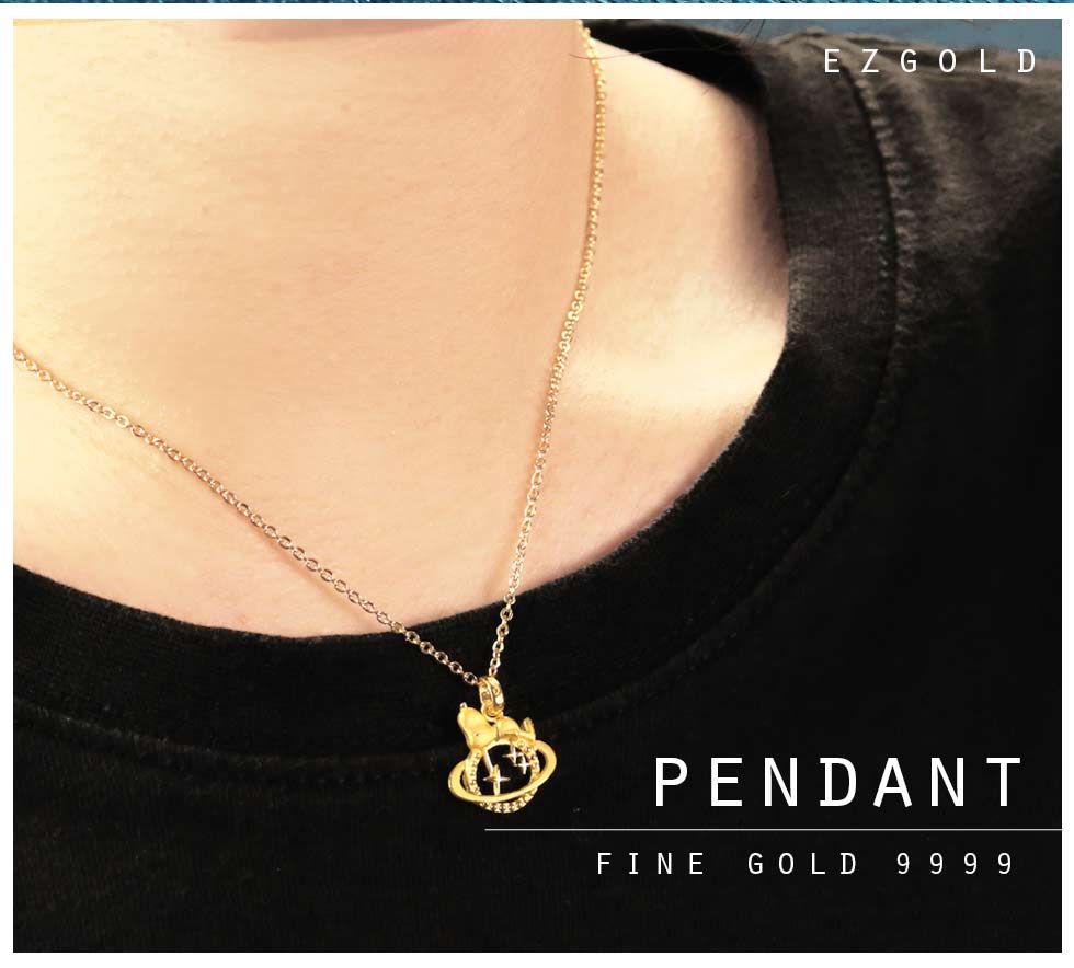 史努比黃金墜搭配金項鍊