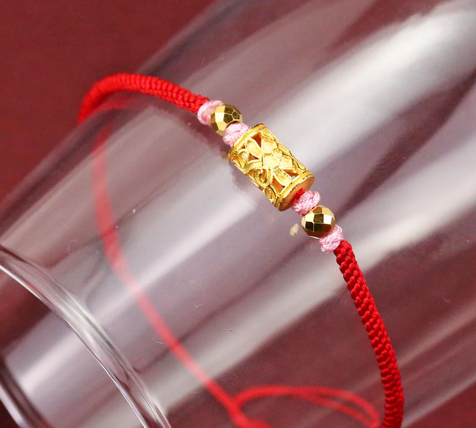 9999純金桃花串珠手鍊