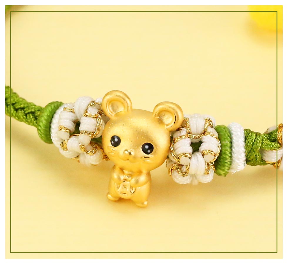 生肖鼠黃金串珠