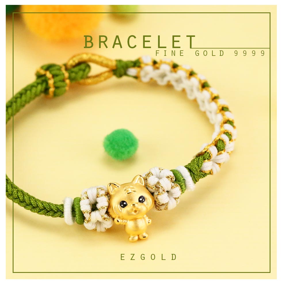 生肖虎金珠-12生肖金飾手鍊-吉運福氣虎