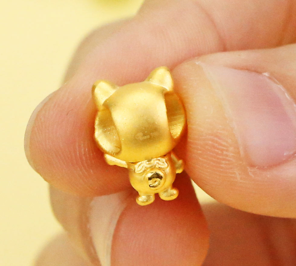 生肖狗立體金珠