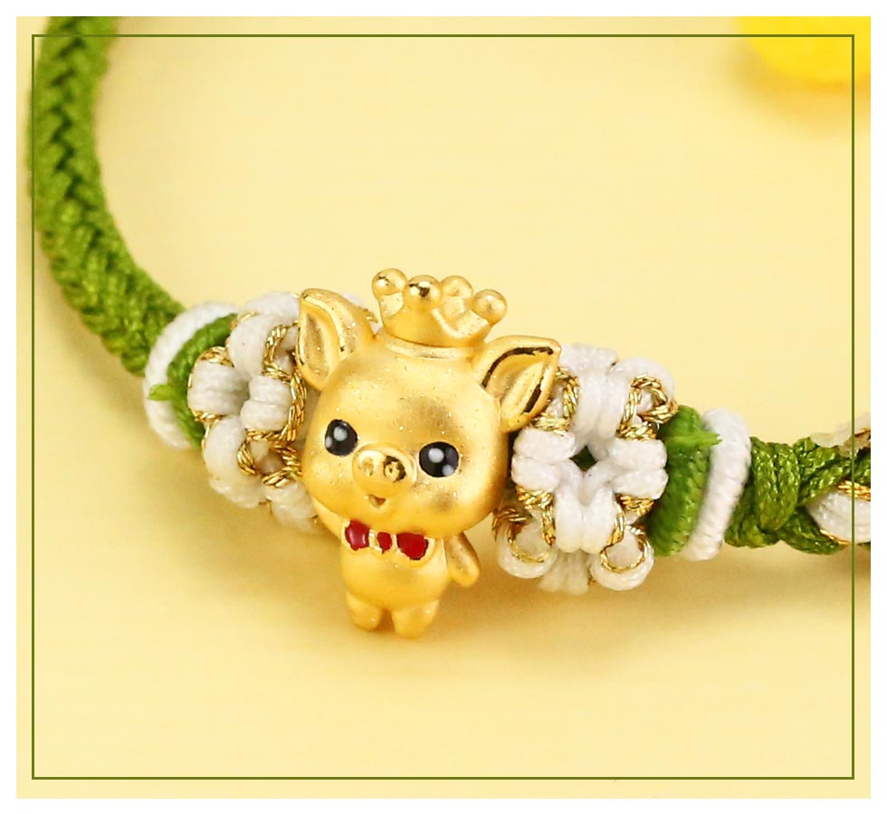 生肖豬黃金串珠