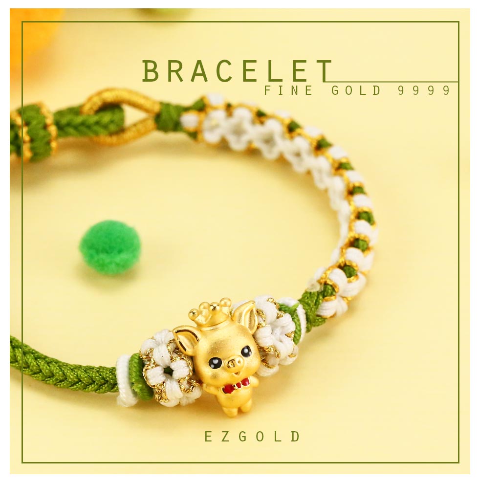 吉運福氣豬金珠-生肖豬-12生肖金飾